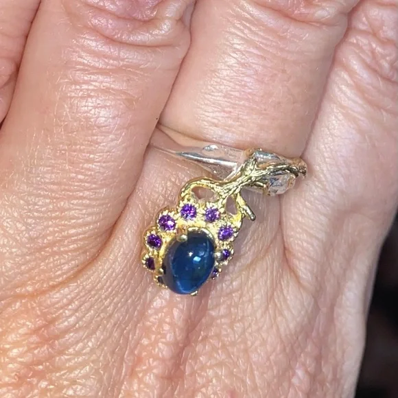 Classy Genuine Blue Star Sapphire Ring - Picture 6 of 11